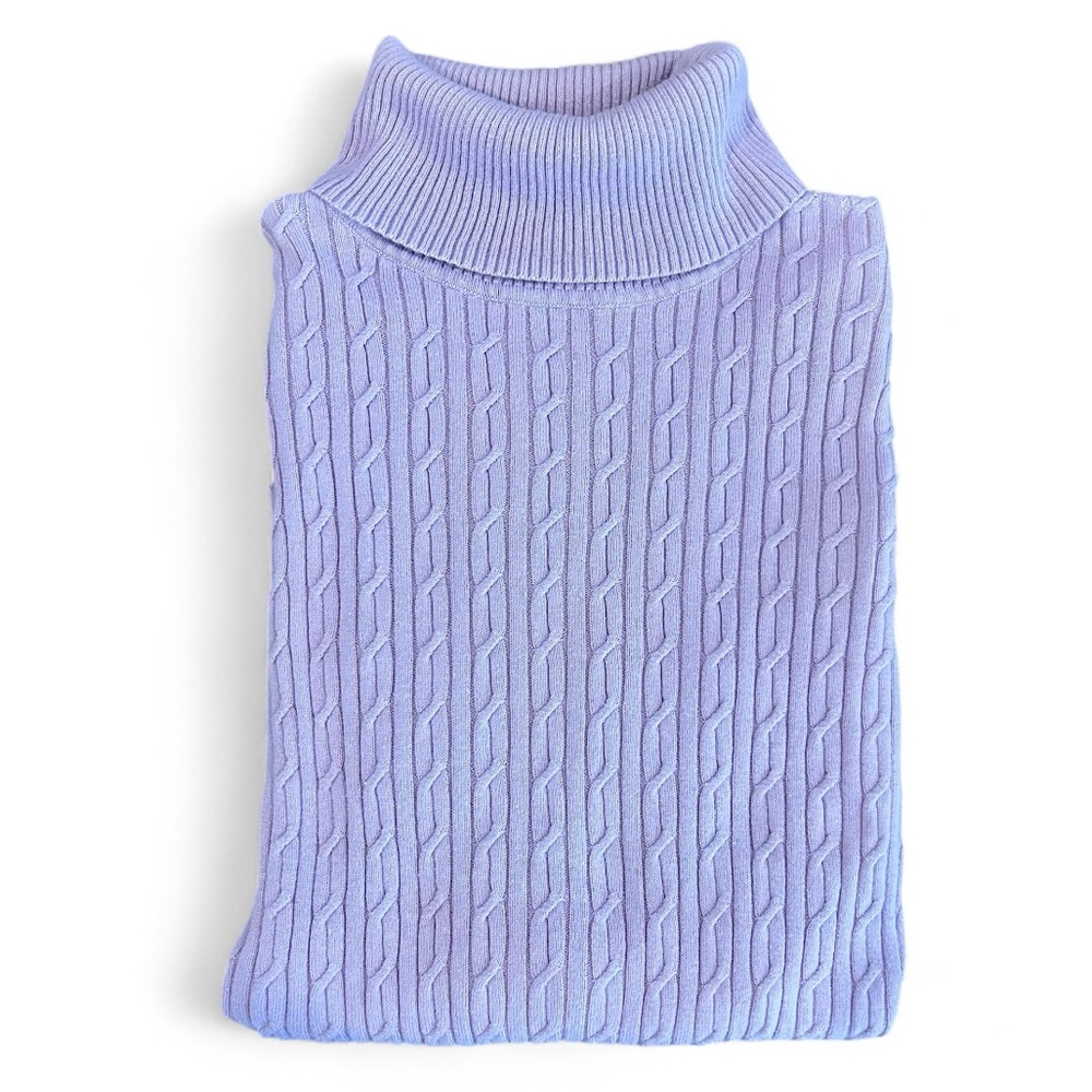 Talbots Lilac Cable Knit Turtleneck Sweater EUC - Picture 4 of 9